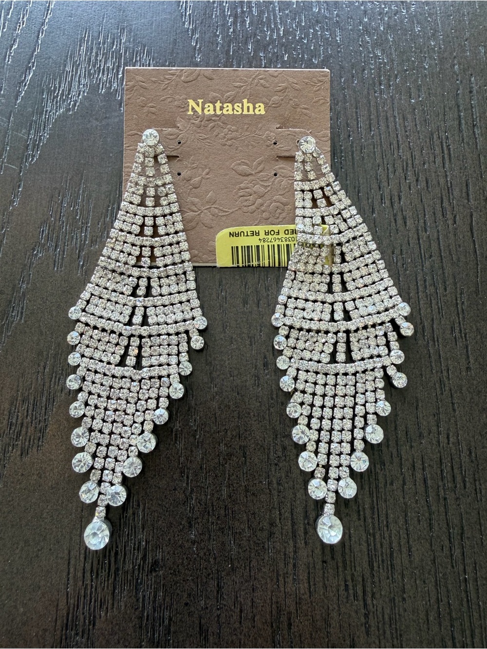 Chandelier earrings with clear rhinestones